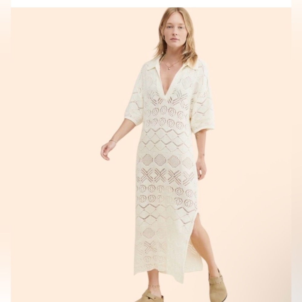 Free People Beach white Crochet Swim Coverup size small
